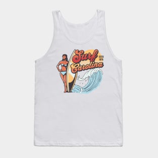 Surf Carolina // Vintage Surfer Babe // Retro Surfing Tank Top